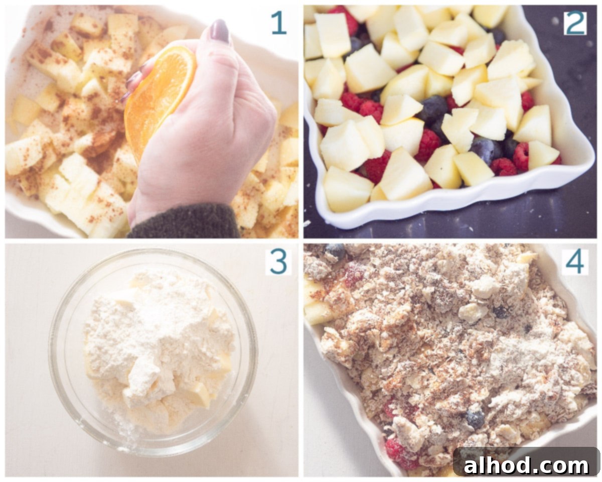 Homestyle Berry Apple Crumble 4 4 step collage Apple Raspberry Crumble