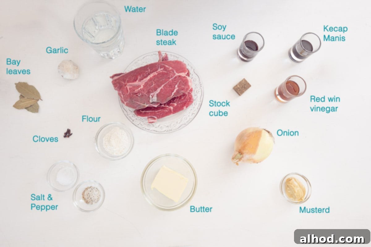 Dutch Slow-Braised Pot Roast 3 Ingredients Draadjesvlees Dutch Beef Roast, individually labelled on a white background