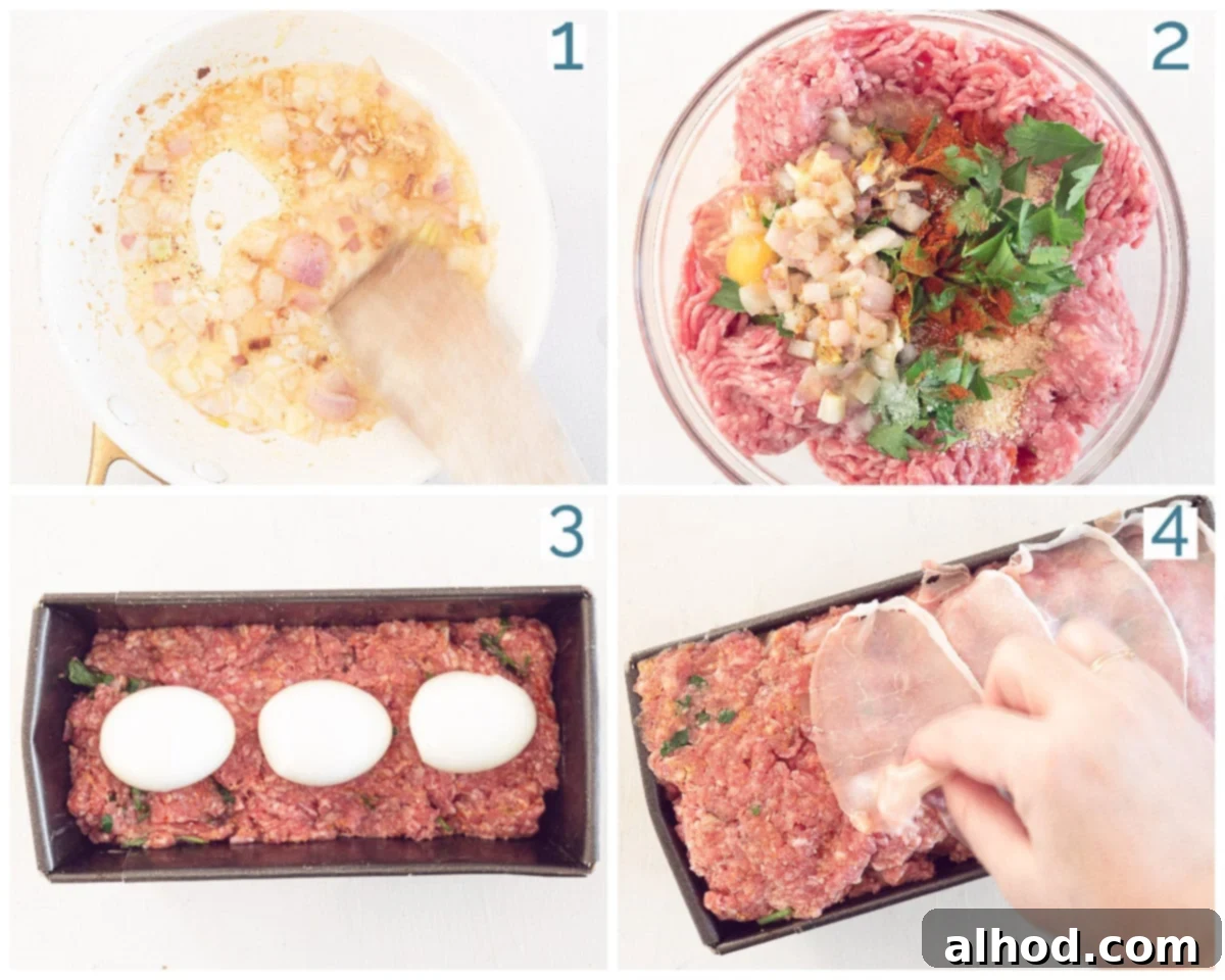 German Mock Hare Meatloaf 4 4 collage photo preparation German Meatloaf - Falscher Hase