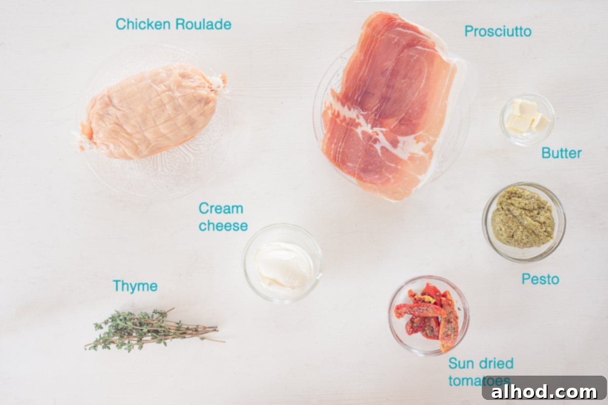 Dutch Chicken Roulade 3 Ingredients Dutch Chicken Rollade, individually labelled on a white background