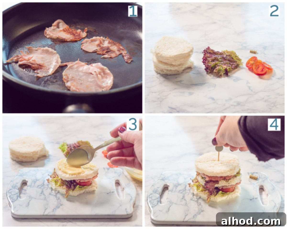 BLT Club Bites 4 4 collage photo preparation BLT Mini Sandwich