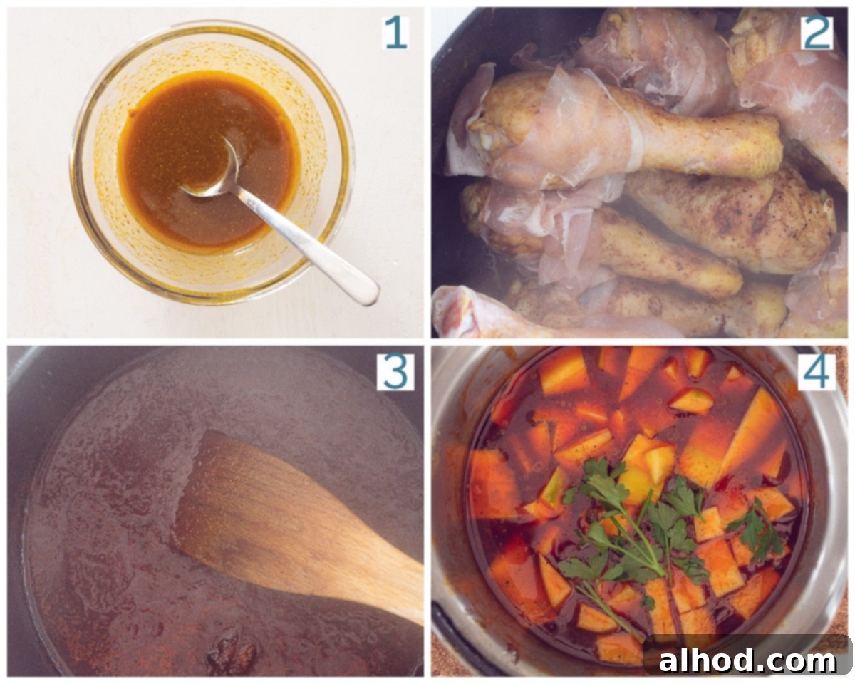 Mango-Glazed Chicken Drumsticks with Bacon 4 4 collage photo preparation Mango Chicken Drumsticks with Bacon