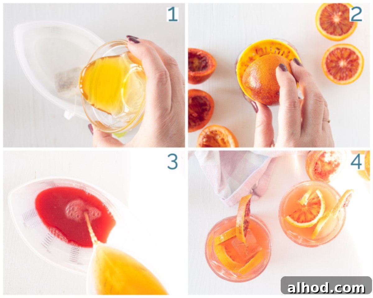 Crimson Citrus Chill 4 4 collage photo preparation Iced Tea with Blood Orange