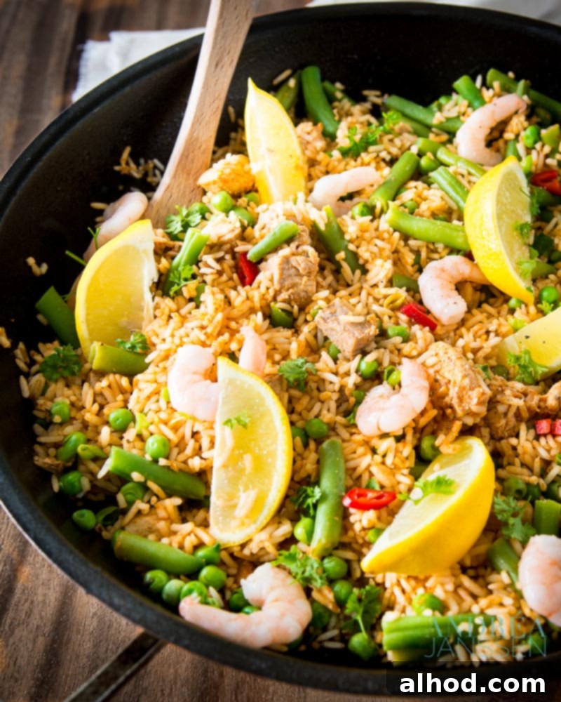 Aromatic Paella with Juicy Shrimp and Zesty Chorizo 2 Vibrant Paella with Chicken, Chorizo, and Shrimp