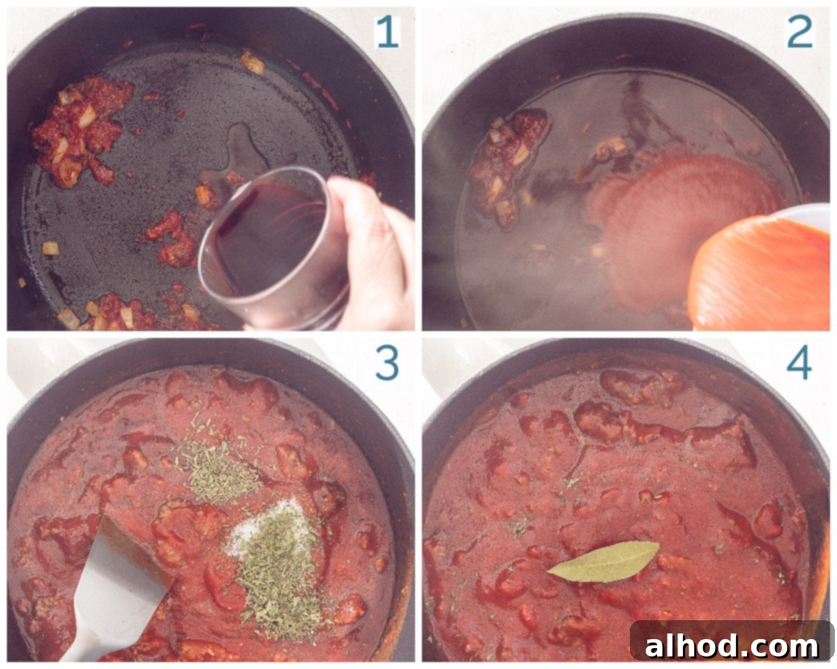 Italian Ragù alla Bolognese 4 4 collage photo preparation Italian Ragù alla Bolognese (Bolognese sauce)
