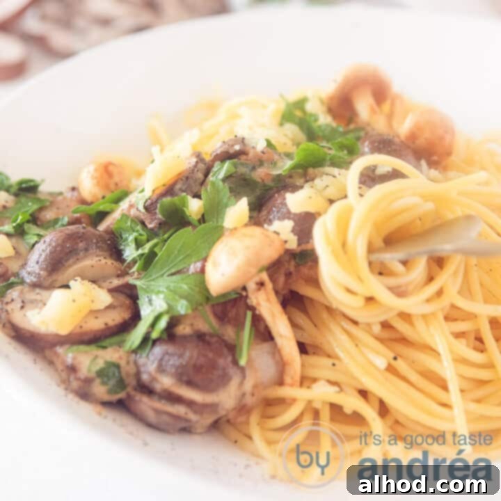 24 Festive Christmas Dinner Recipes 25 A square photo with spaghetti with mushrooms in cream sauce