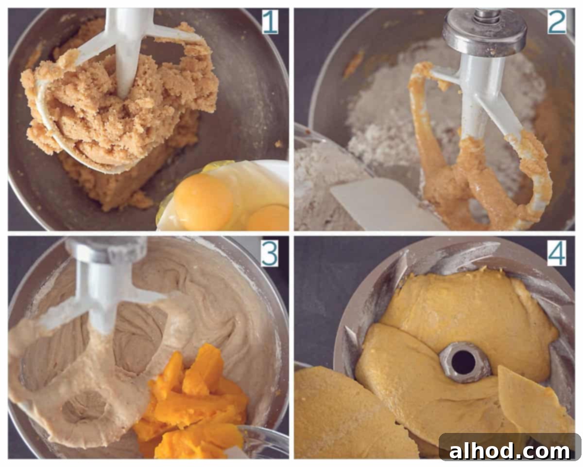 Harvest Spice Pumpkin Bundt Cake 4 4 collage photo preparation Pumpkin Bundt cake Delicious autumn pastry