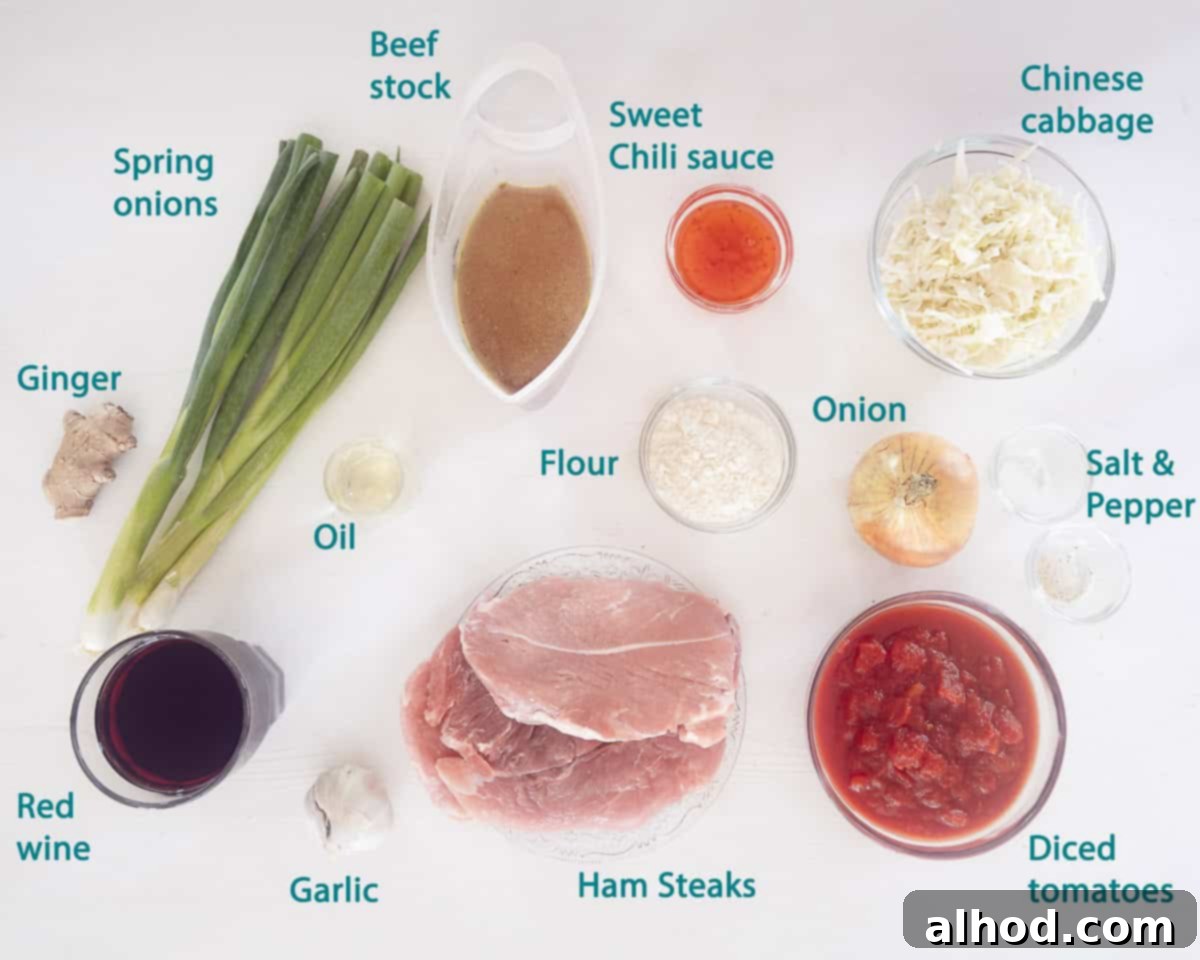 Homestyle Slow Cooker Ham and Cabbage Stew 3 Ingredients Delicious Hamlappen Stew with Pointed Cabbage in the Slowcooker on a white background with text description.