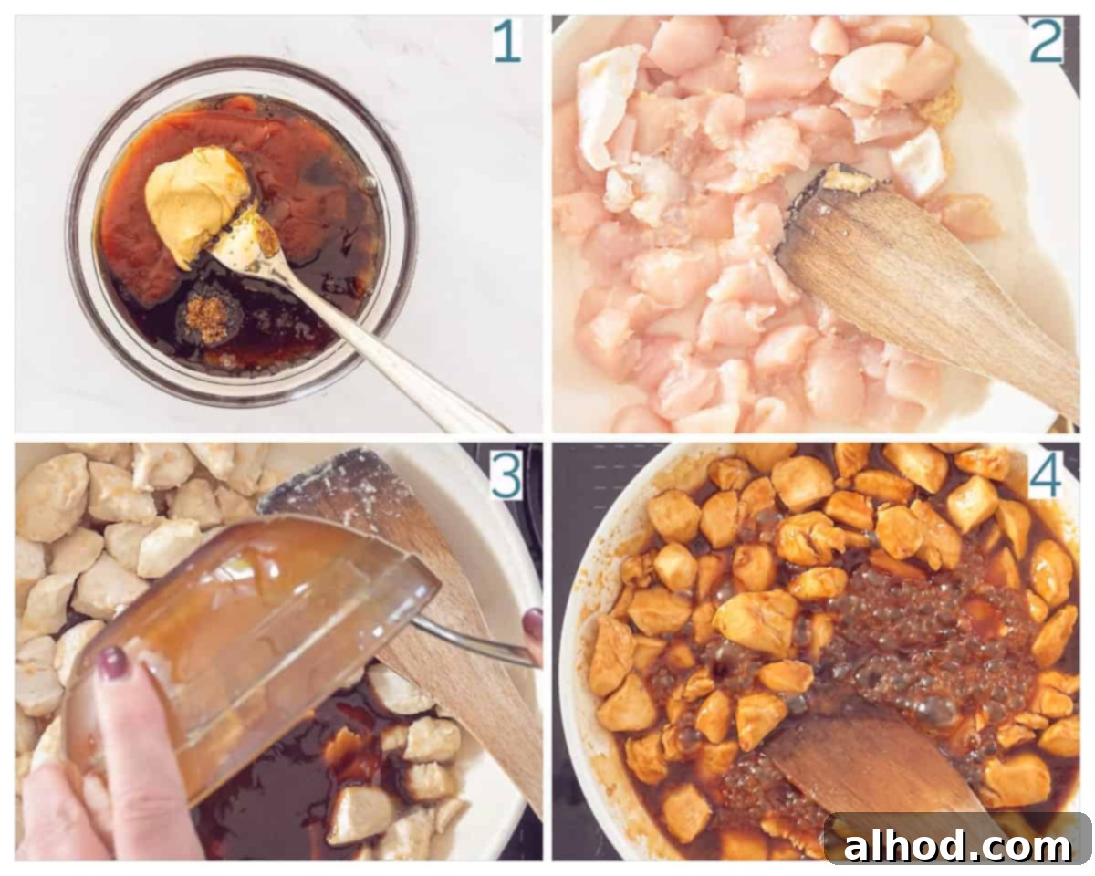 Irresistible Sweet and Sticky Garlic Chicken 4 4 collage photo Sticky Chicken in Sweet Ketjap Sauce