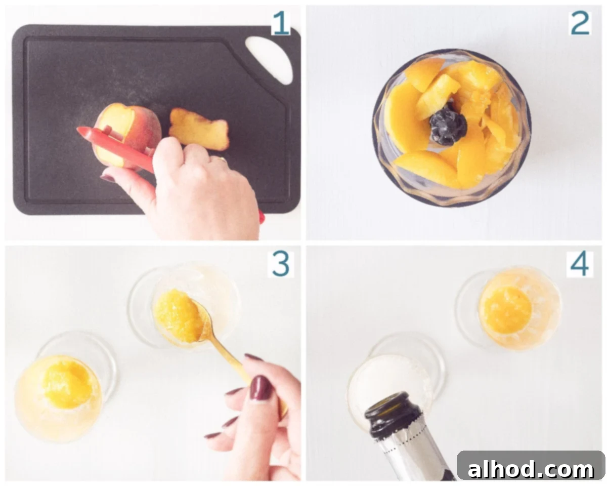 Peach Bellini 4 4 Step Bellini Cocktail Recipe with Peach Puree