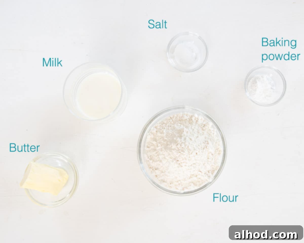 Sweet Strawberry Scones Made Easy 4 Ingredients Scones on a white background, individually labelled