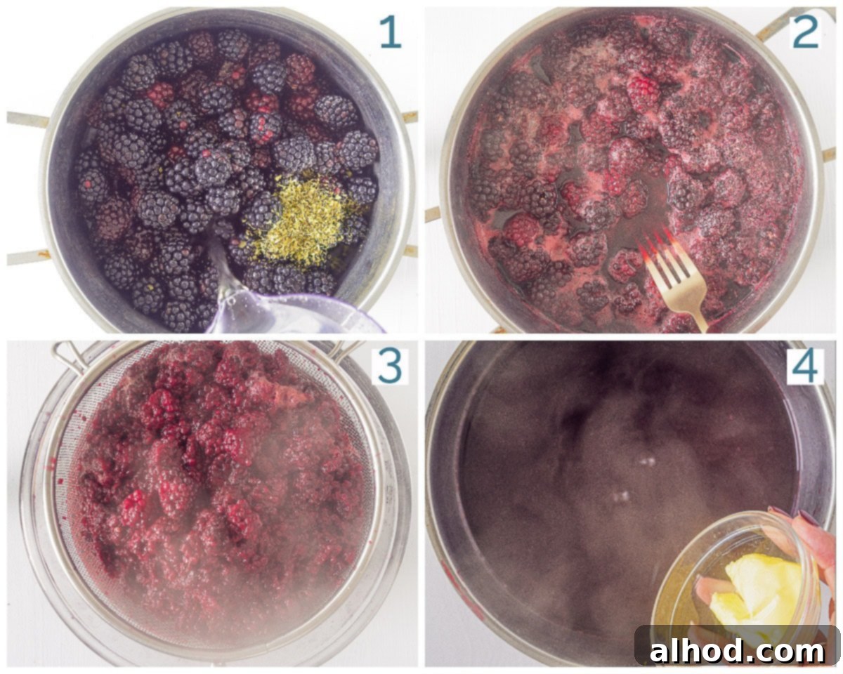 Aromatic Blackberry and Oregano Jam 4 4 photos preparation collage Make your own blackberry jam