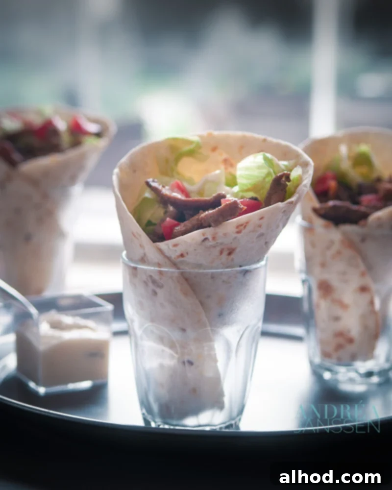 Zesty Shawarma Wraps 2 3 glasses filled with shawarma wraps