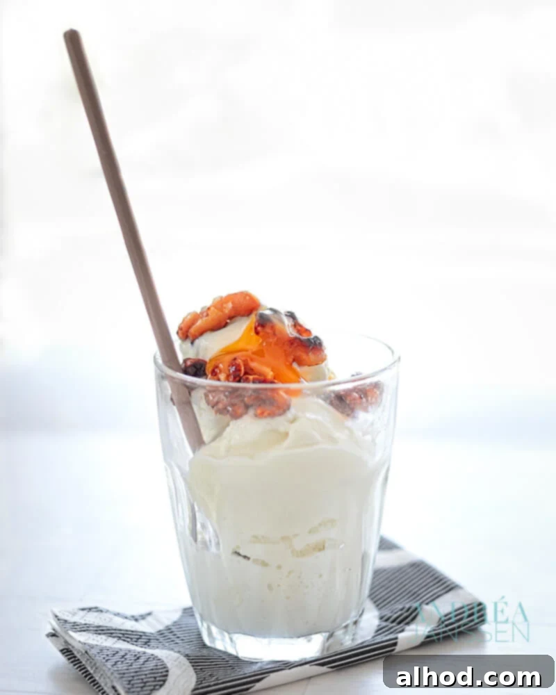 Griekse yoghurt ijs met walnoot en honing