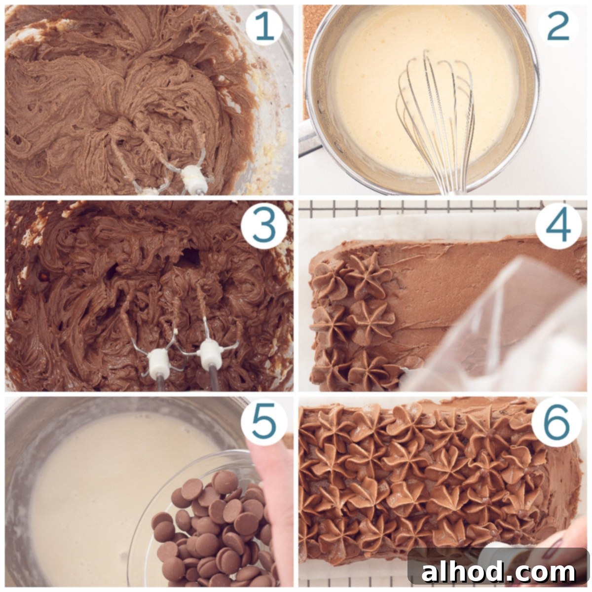 Decadent Chocolate Loaf 5 Preparation 6 photos collage Chocolate Truffle Cake