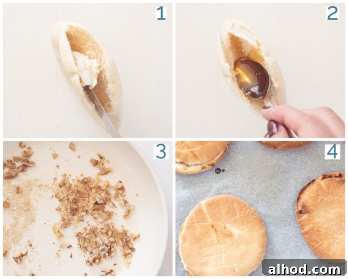 Pita Pocket Grilled Cheese 4 Collage 4 photos preparation Pita grilled cheese
