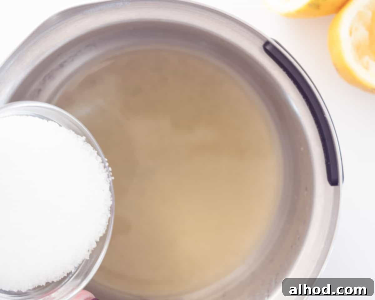 Easy 3-Ingredient Creamy Lemon Custard 4 Add sugar to the lemon juice in the sauce pan.
