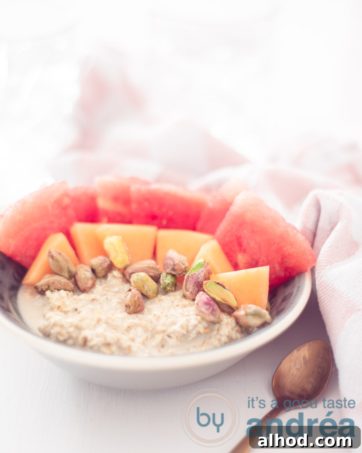 Melon Medley Overnight Oats 5 ontbijtrecept havermout met vers fruit en noten