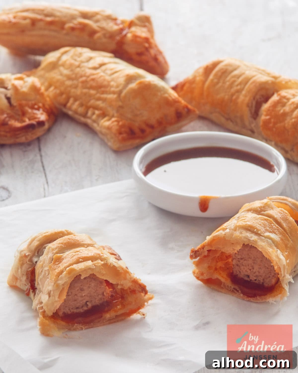 A white background with a perfectly baked Frikandelbroodje in the foreground, showcasing its golden crust and delicious filling.