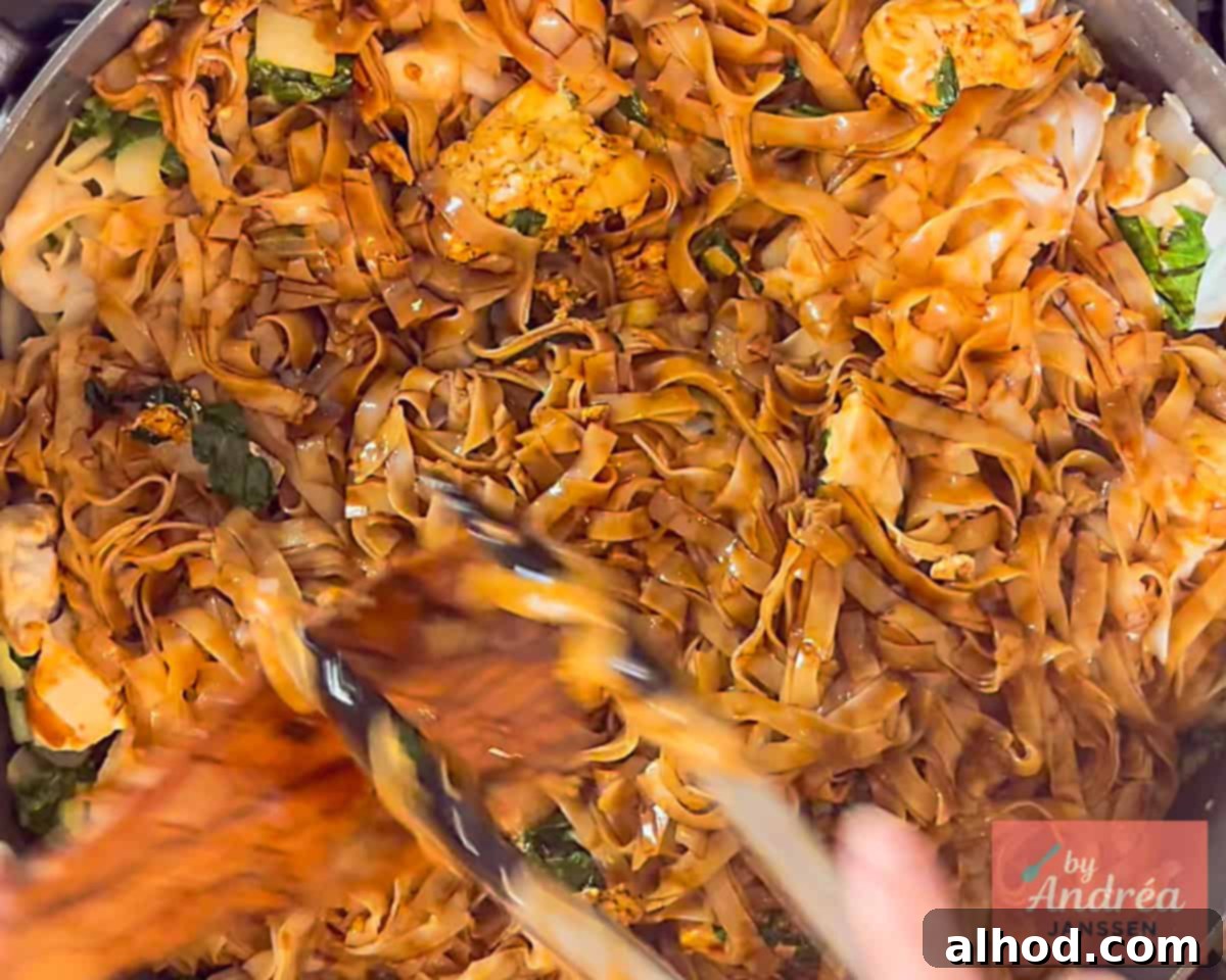 Quick Chicken Pad See Ew: 20-Minute Thai Noodle Perfection 9 The finished Chicken Pad See Ew, beautifully mixed and ready to serve
