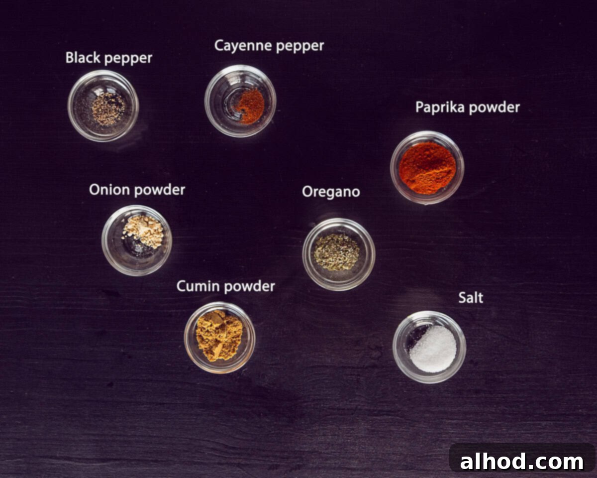 Burrito Seasoning Blend for Beef 3 Ingredients for Burrito Seasoning For Ground Beef displayed on a black background.